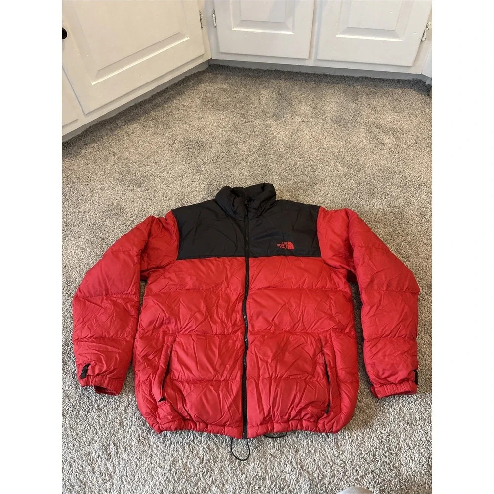 Men's The North Face Red Black Puffer Jacket 700 Fill Down Nupste Coat Large L